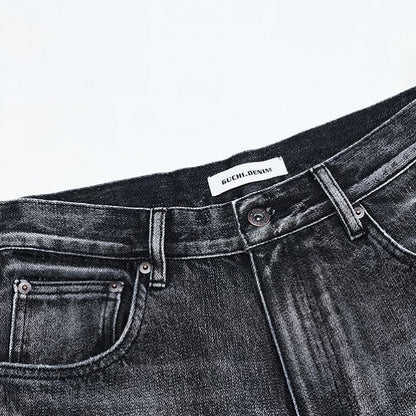 Men's Summer Gradient Cat Whisker Wide-Leg Denim Shorts