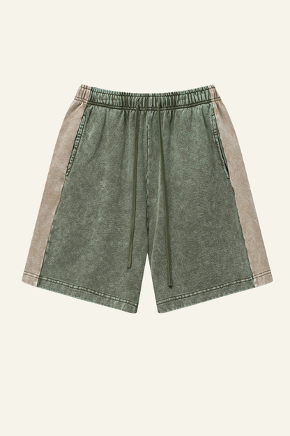 Men's Cotton Streetwear Color-Block Vintage Patchwork Shorts