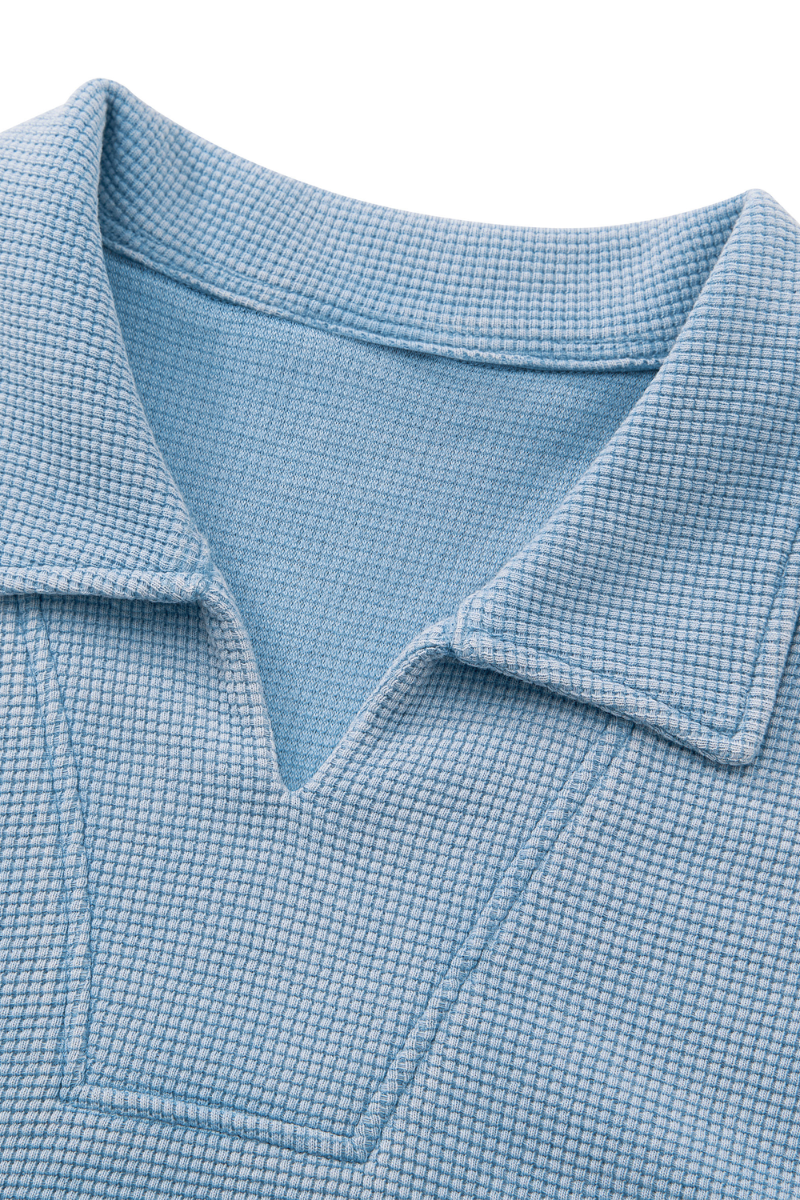 Men's 290g Heavy Waffle Snow Wash V-Neck Polo