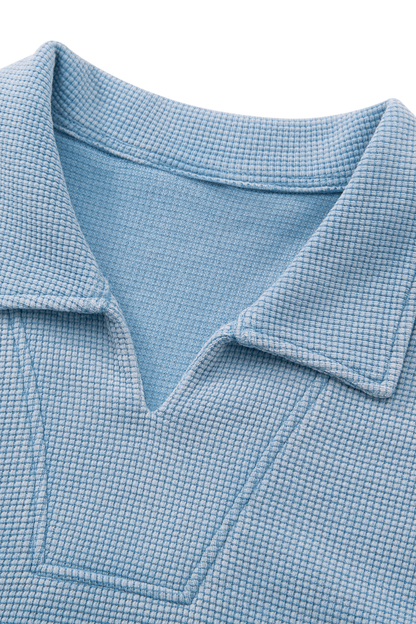 Men's 290g Heavy Waffle Snow Wash V-Neck Polo