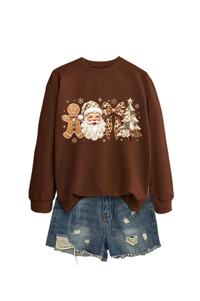 Unisex Fall Clothing Christmas Santa Bow Sweatshirt