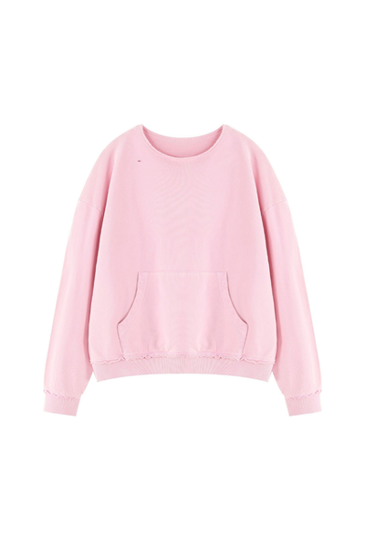 Women Fall Clothing 360G Raw Edge Cropped Pocket Sweatshirt
