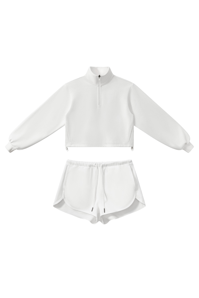Women's Fall Winter Half-Zip Cropped Athletic 2-Piece Set