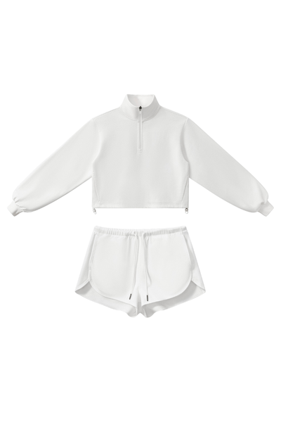 Women's Fall Winter Half-Zip Cropped Athletic 2-Piece Set