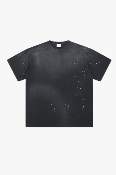 Men's 250g Cotton Distressed Loose Spray Wash Tee