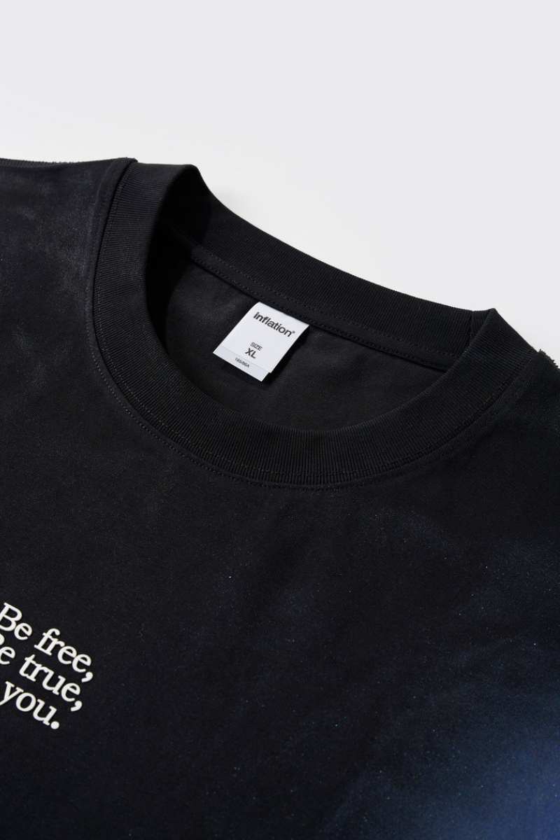 Men's Oversized Solid Cooling Powder Puff Print T-Shirt