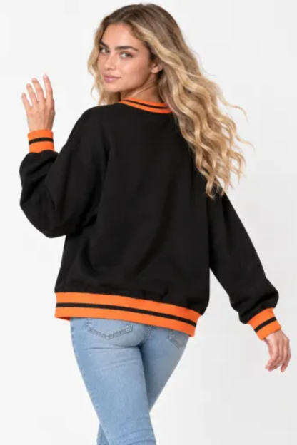 Women Fall Clothing Halloween Ghost Patch Sweatshirt
