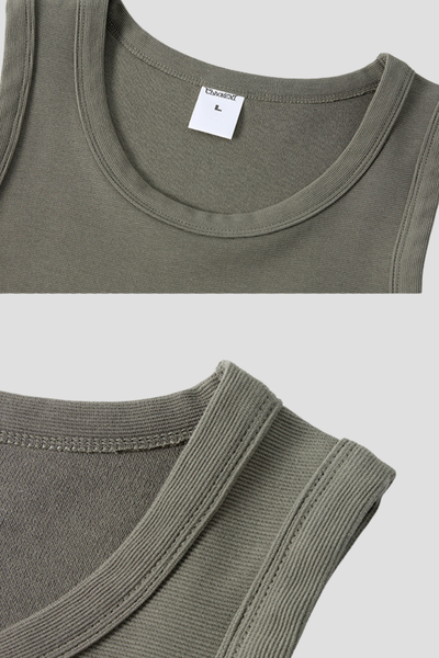 Men's 300g Heavy Raw Edge Earth Tone Moisture Wicking Tank