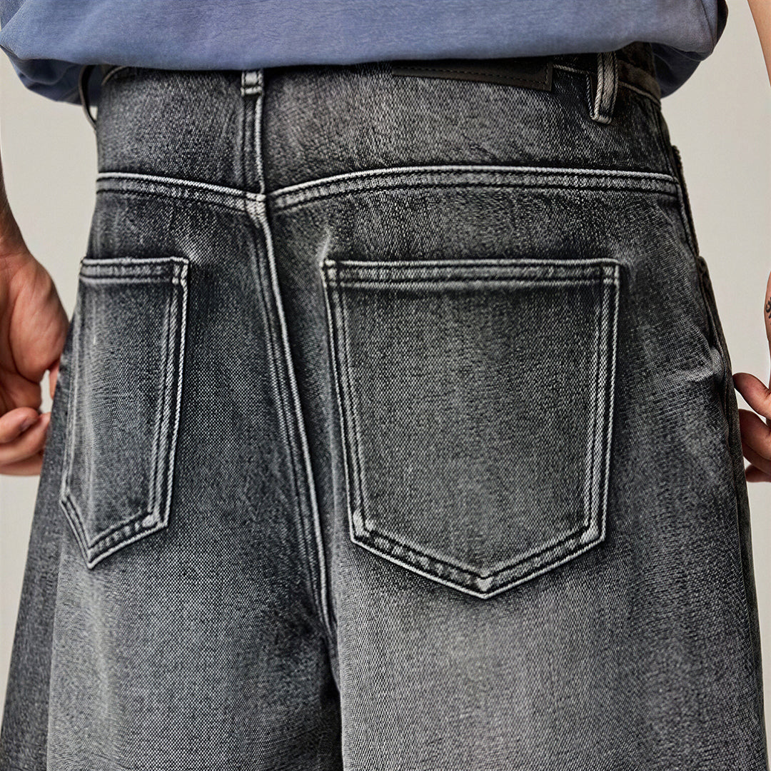 Men's Summer Gradient Cat Whisker Wide-Leg Denim Shorts