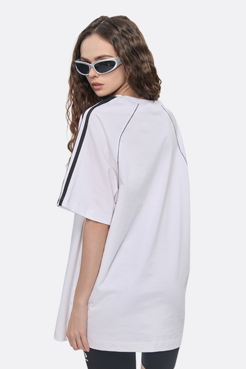 Women's Cotton Streetwear Color-blocked Patchwork T-shirt