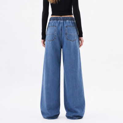 Women's Drawstring Waist Wide Leg Jeans
