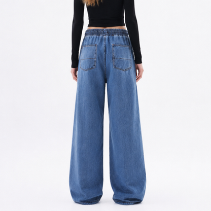 Women's Drawstring Waist Wide Leg Jeans