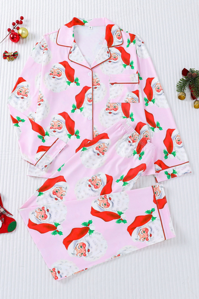Women's Christmas Print Open Cardigan Pajama Loungewear Set