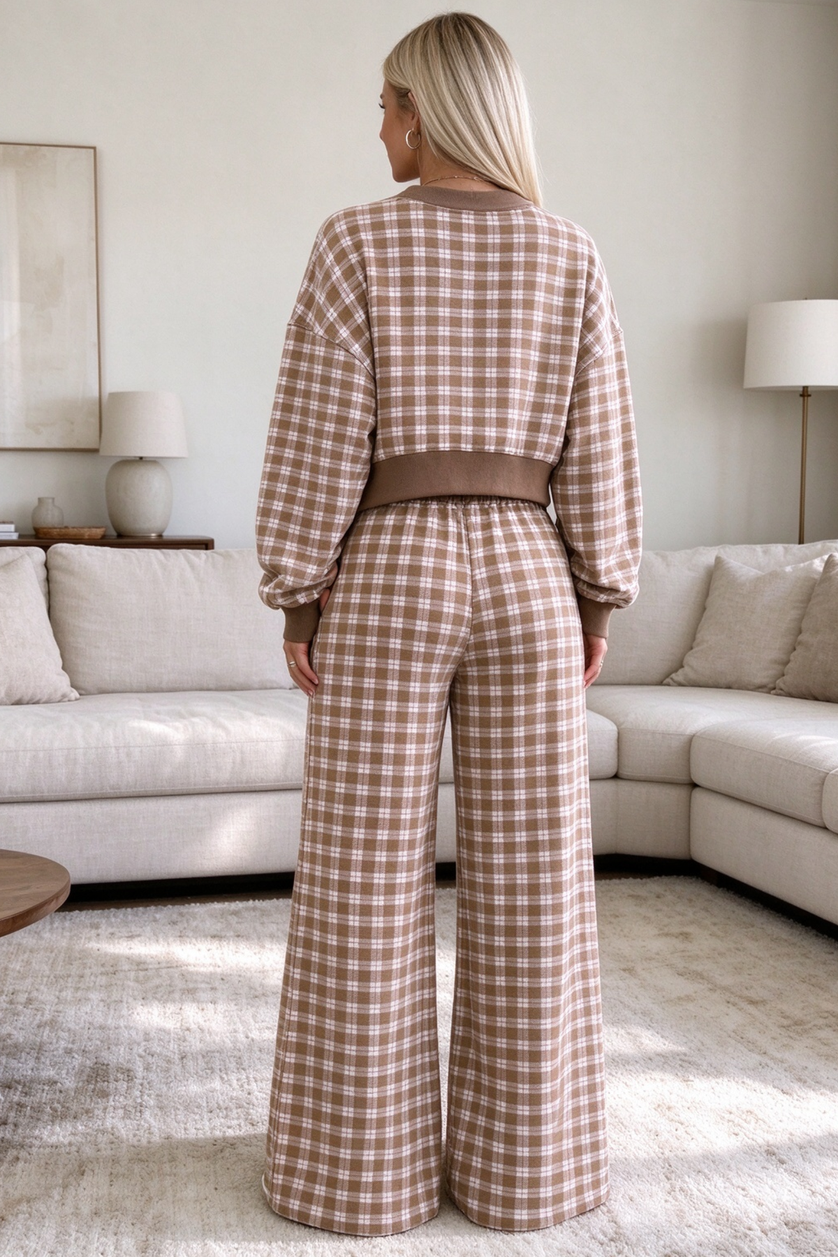 Women's Fall Polka Dot Colorblock Loose Two Piece Set