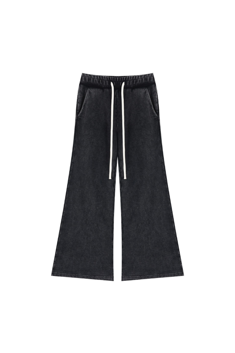 Women Fall 400G Cotton Washed Drawstring Flare Sweatpants