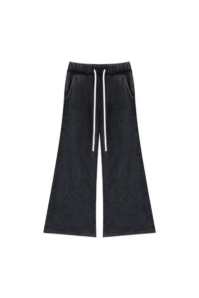 Women Fall 400G Cotton Washed Drawstring Flare Sweatpants