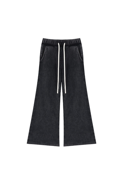 Women Fall 400G Cotton Washed Drawstring Flare Sweatpants