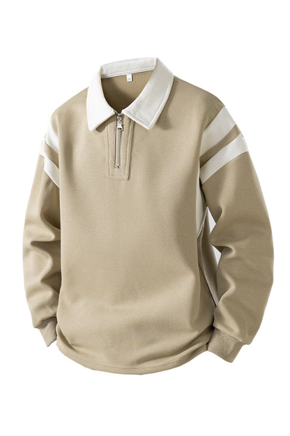Men's Fall Half-Zip Collared Game-Day Polo Sweatshirt