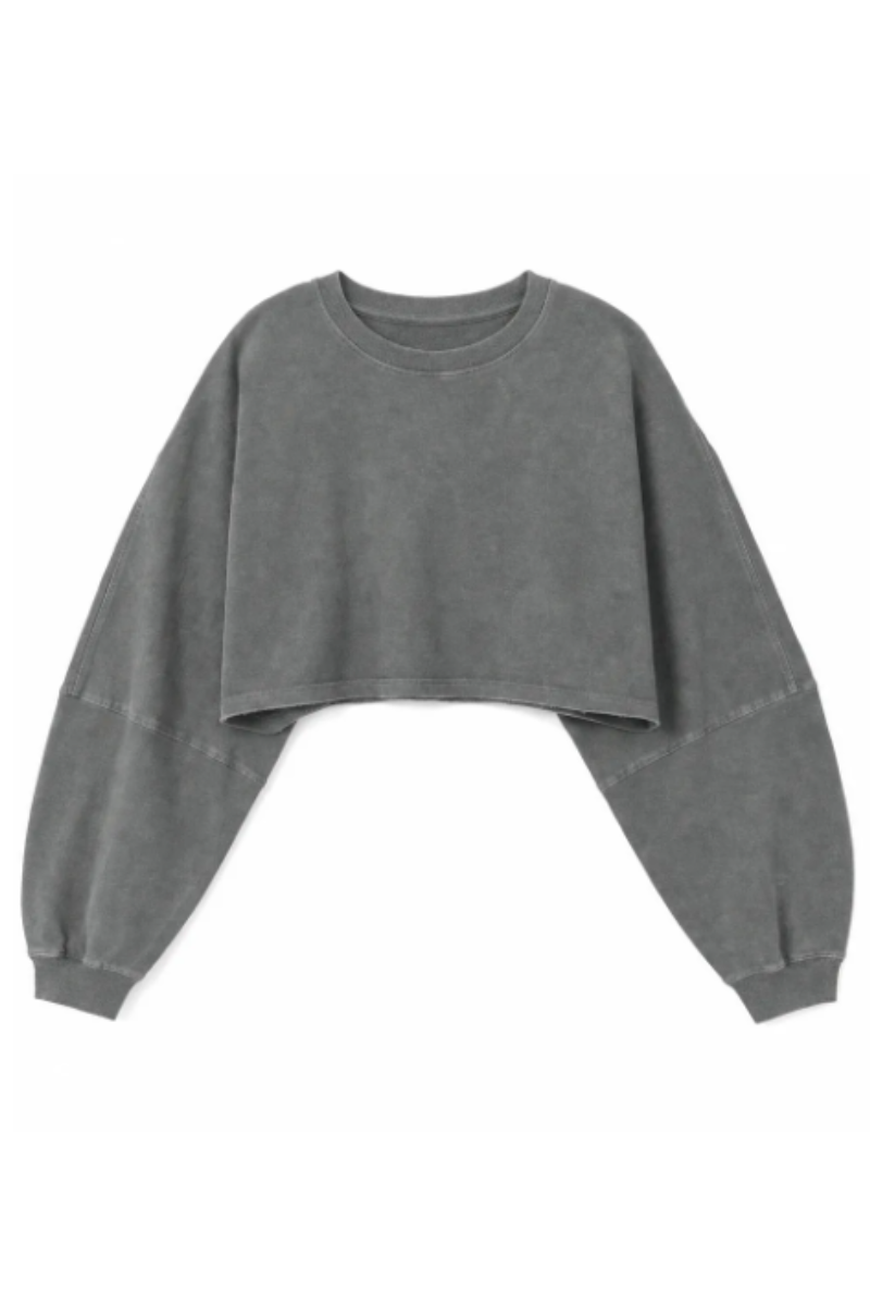 Women Spring Lightweight Cropped Batwing Long Sleeve Top