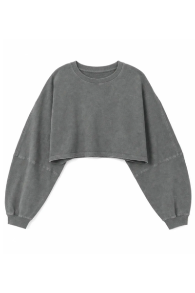 Women Spring Lightweight Cropped Batwing Long Sleeve Top