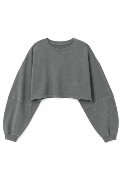 Women Spring Lightweight Cropped Batwing Long Sleeve Top