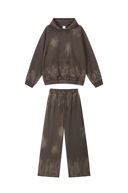 Unisex Fall Clothing Washed Hoodie Wide Leg Sweatpants Set