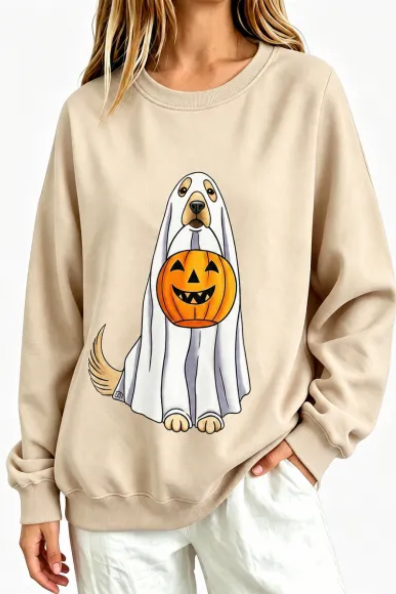Women Fall Clothing Halloween Ghost Dog Pumpkin Sweatshirt