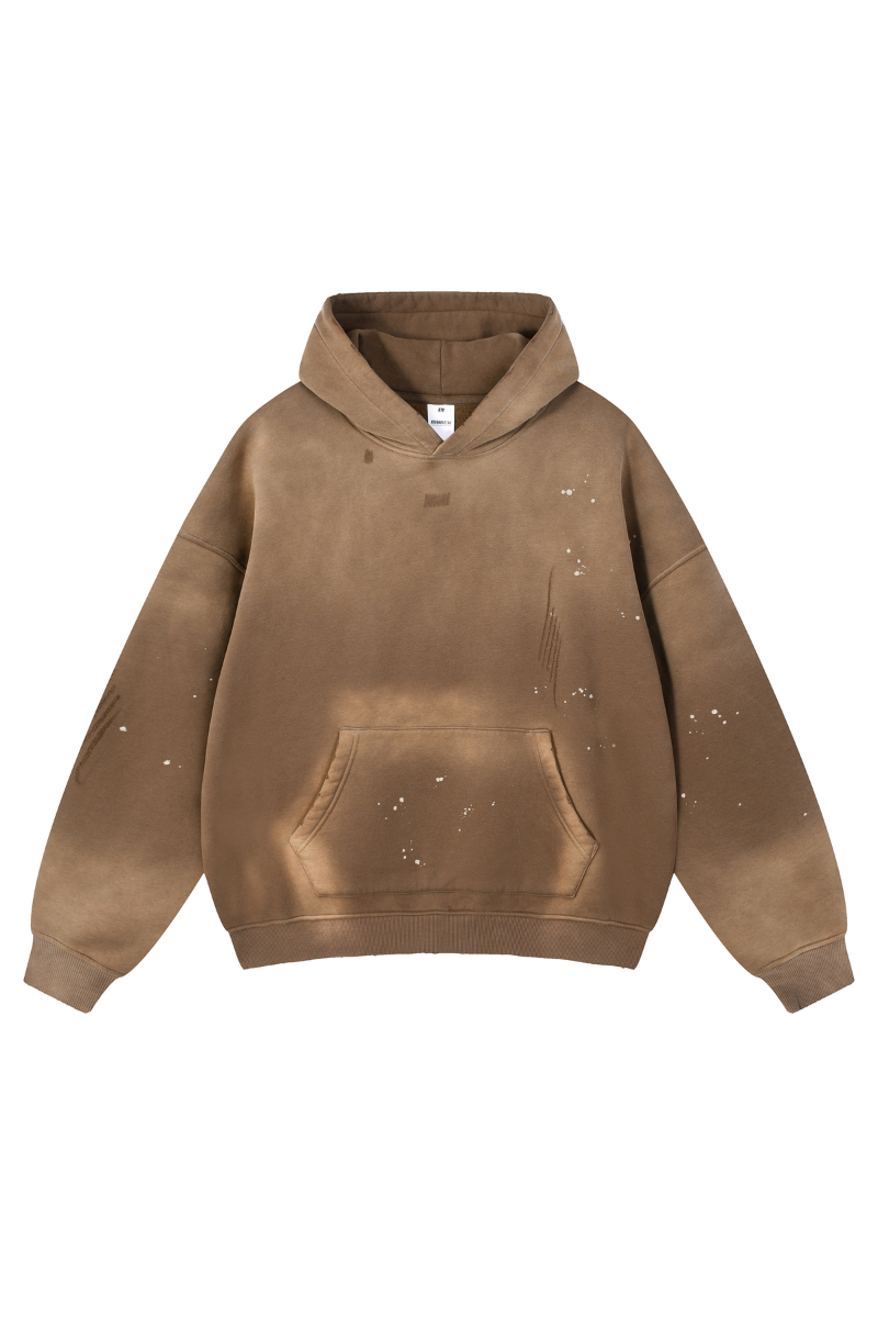 Men's Fall Splatter-Wash Distressed Pullover Hoodie