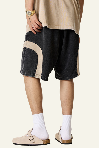 Men's Cotton Streetwear Color Block Shorts.