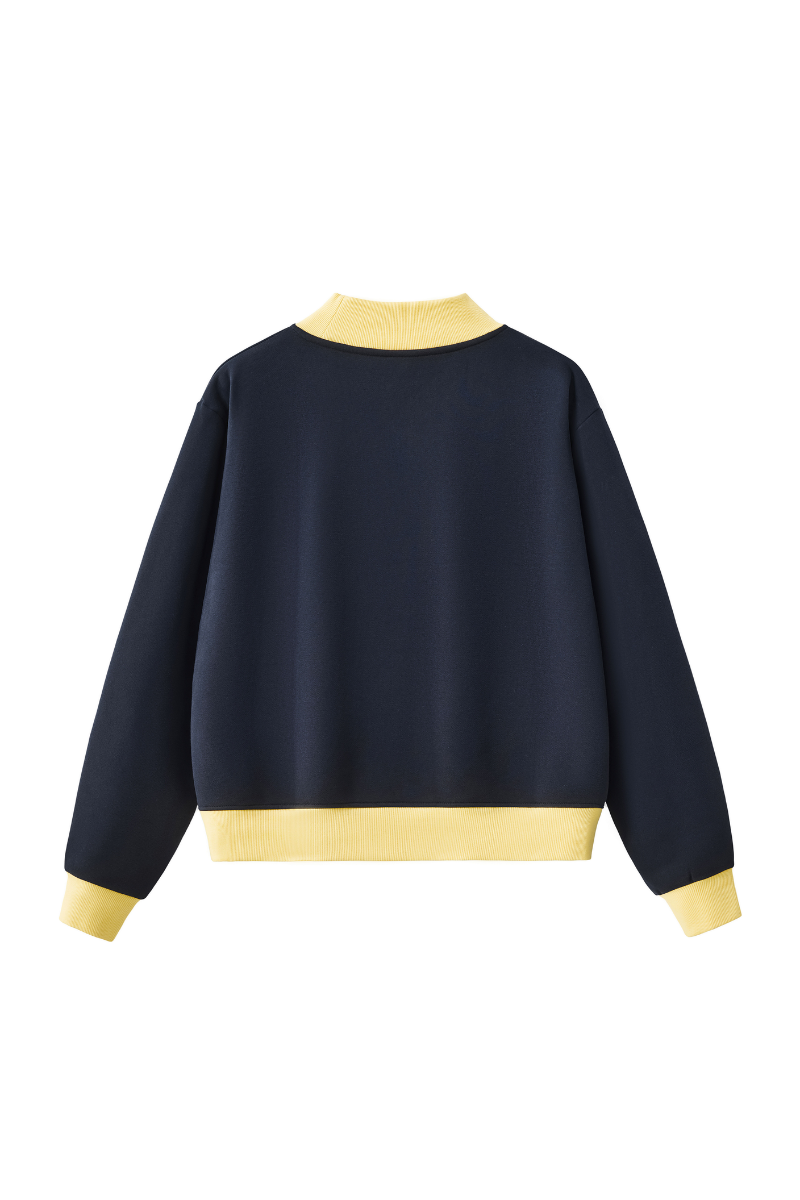 Unisex Fall Winter Colorblock Cross-Neck Cropped Sweatshirt