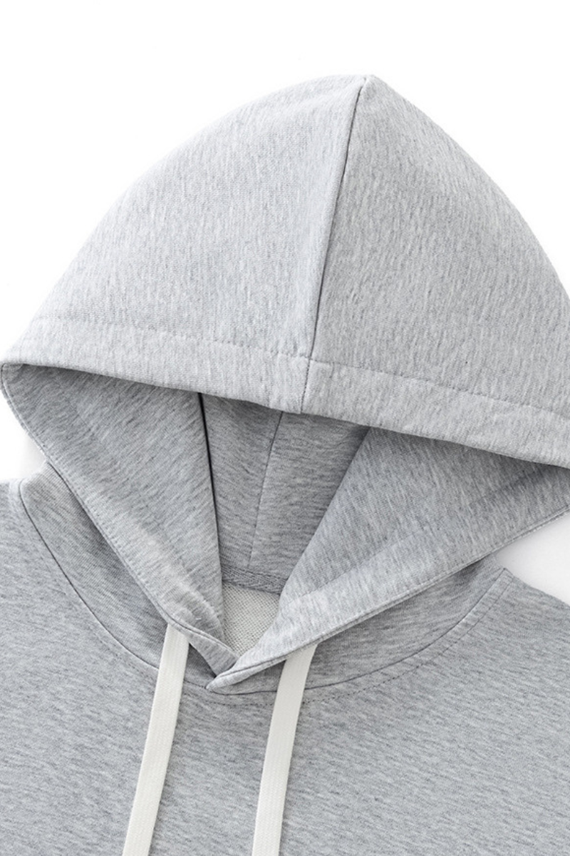 Women Fall Lace Sleeve Cropped Drawstring Pullover Hoodie