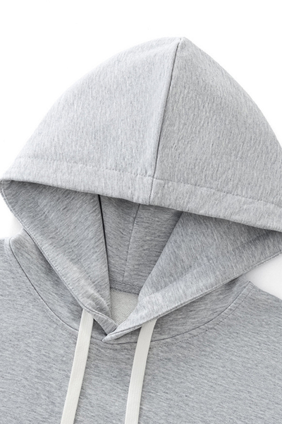 Women Fall Lace Sleeve Cropped Drawstring Pullover Hoodie