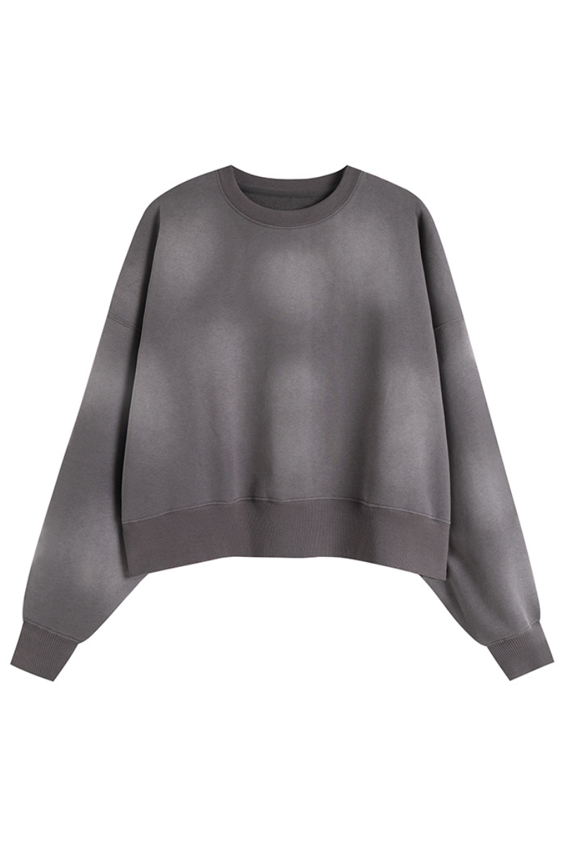 Women's Fall Vintage-Wash Cropped Crewneck Sweatshirt