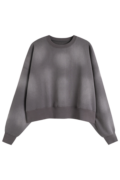 Women's Fall Vintage-Wash Cropped Crewneck Sweatshirt