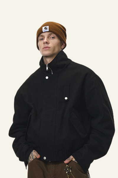 Men's Streetwear Detachable Collar Fleece Stand Jacket