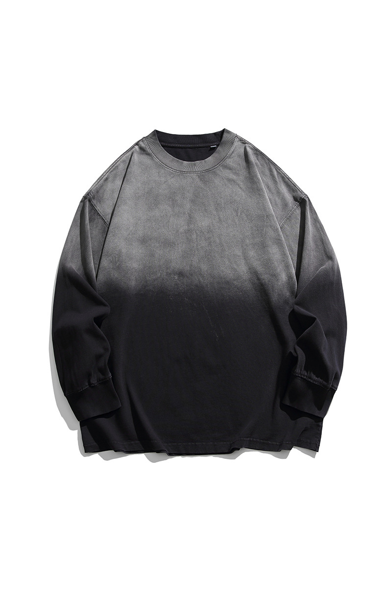 Unisex Heavy Washed American Gradient Loose Long Sleeve Tee