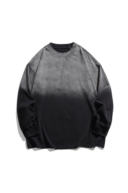 Unisex Heavy Washed American Gradient Loose Long Sleeve Tee