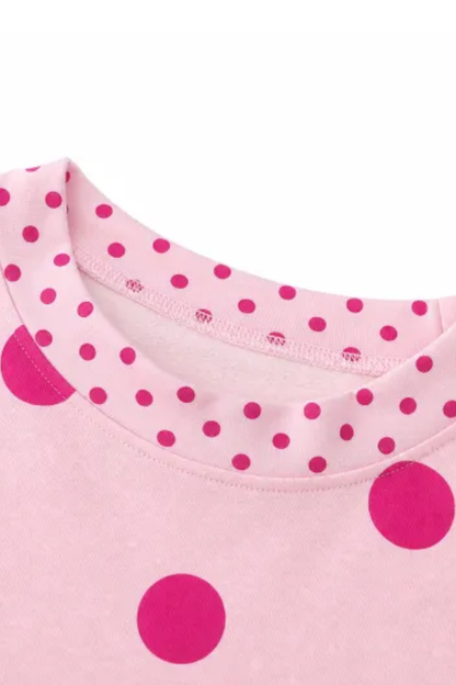 Women Fall Polka Dot Mock Neck Drop Shoulder Sweatshirt