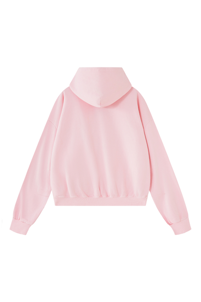 Unisex Fall Clothing Boxy Cropped Two-Way Zip Cotton Hoodie