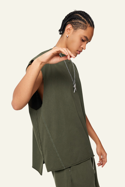 Men's Cotton 270 Heavyweight Washed Side Slit Tank Top