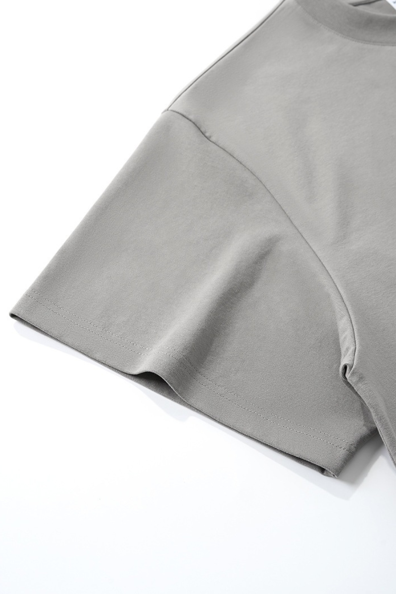 Men's Streetwear  Embroidered Raw-Edge Drop-Shoulder T-Shirt