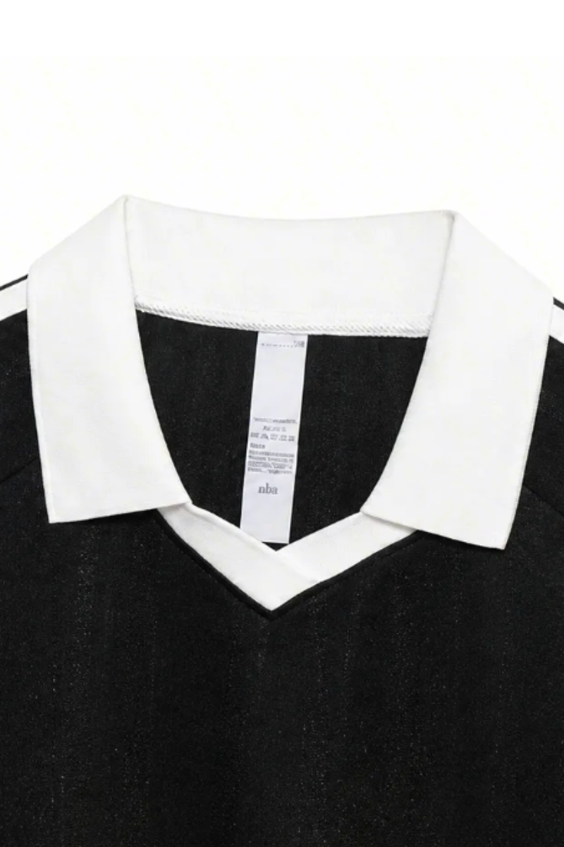Men's Fall Retro Colorblock V-Neck Game-Day Polo Shirt