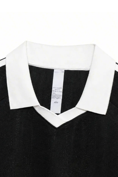 Men's Fall Retro Colorblock V-Neck Game-Day Polo Shirt