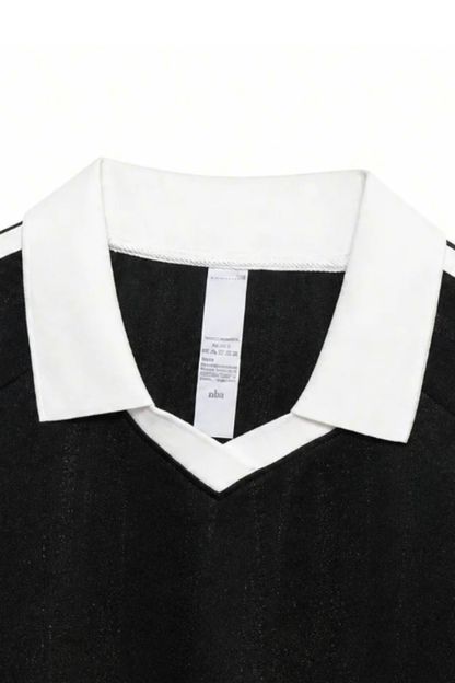 Men's Fall Retro Colorblock V-Neck Game-Day Polo Shirt