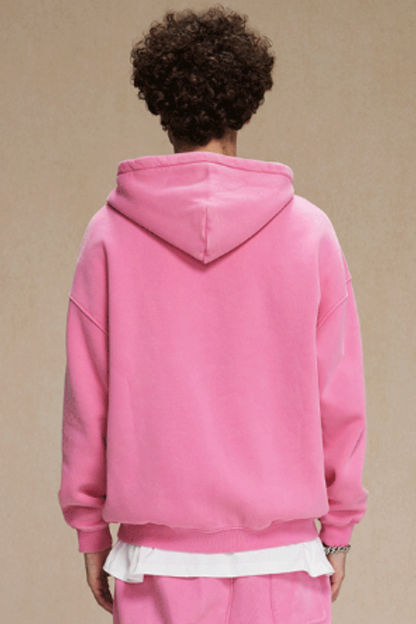 Men's Streetwear Wax-Dyed Vintage Solid Hooded Jacket