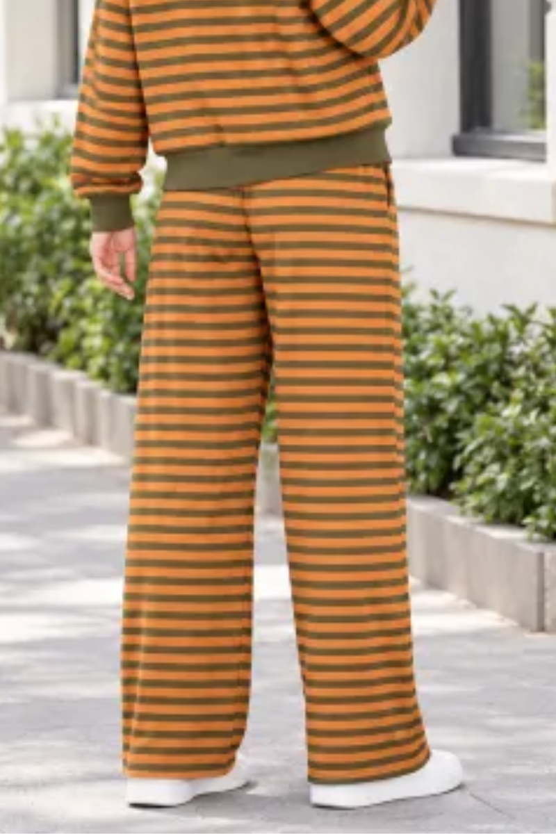 Women All Season Striped Straight Leg Lounge Pants