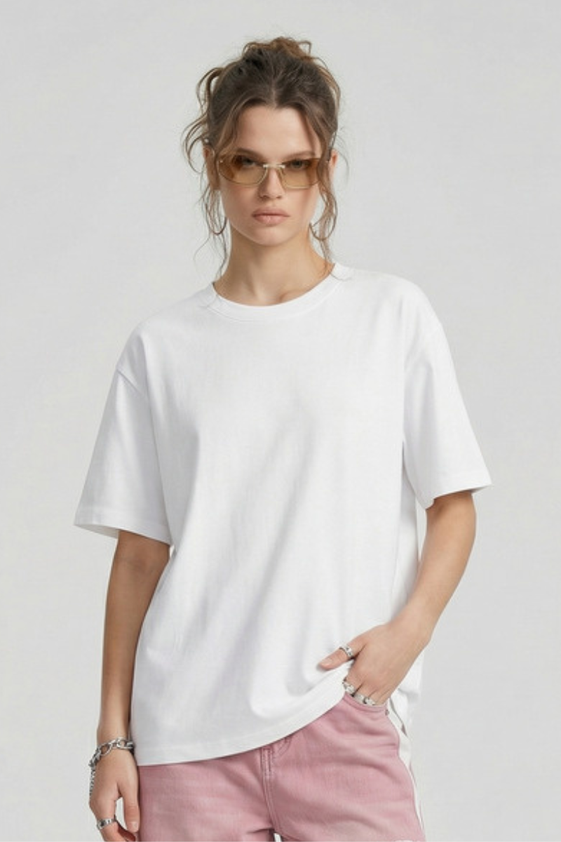 Women's 250g Cotton Double Layer Crewneck Basic Set-in Tee