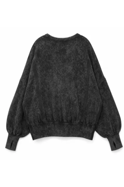 Women Fall Washed Vintage Loose Crew Neck Sweatshirt