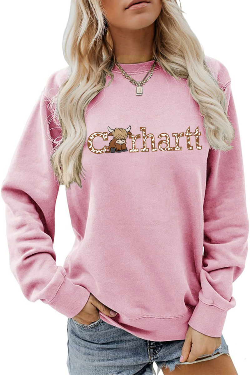 Women Winter Christmas Highland Cow Graphic Sweatshirt