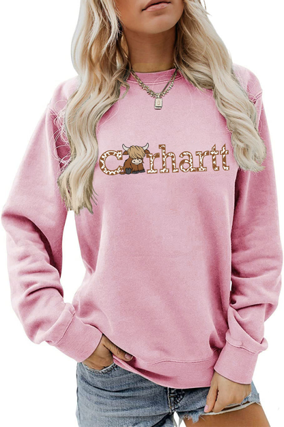 Women Winter Christmas Highland Cow Graphic Sweatshirt